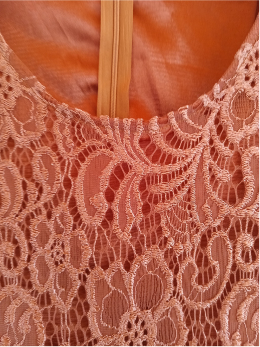 Tuscan red Lace Mini Dress Rust orange bodycon sexy fall copper autumn - Picture 4 of 9